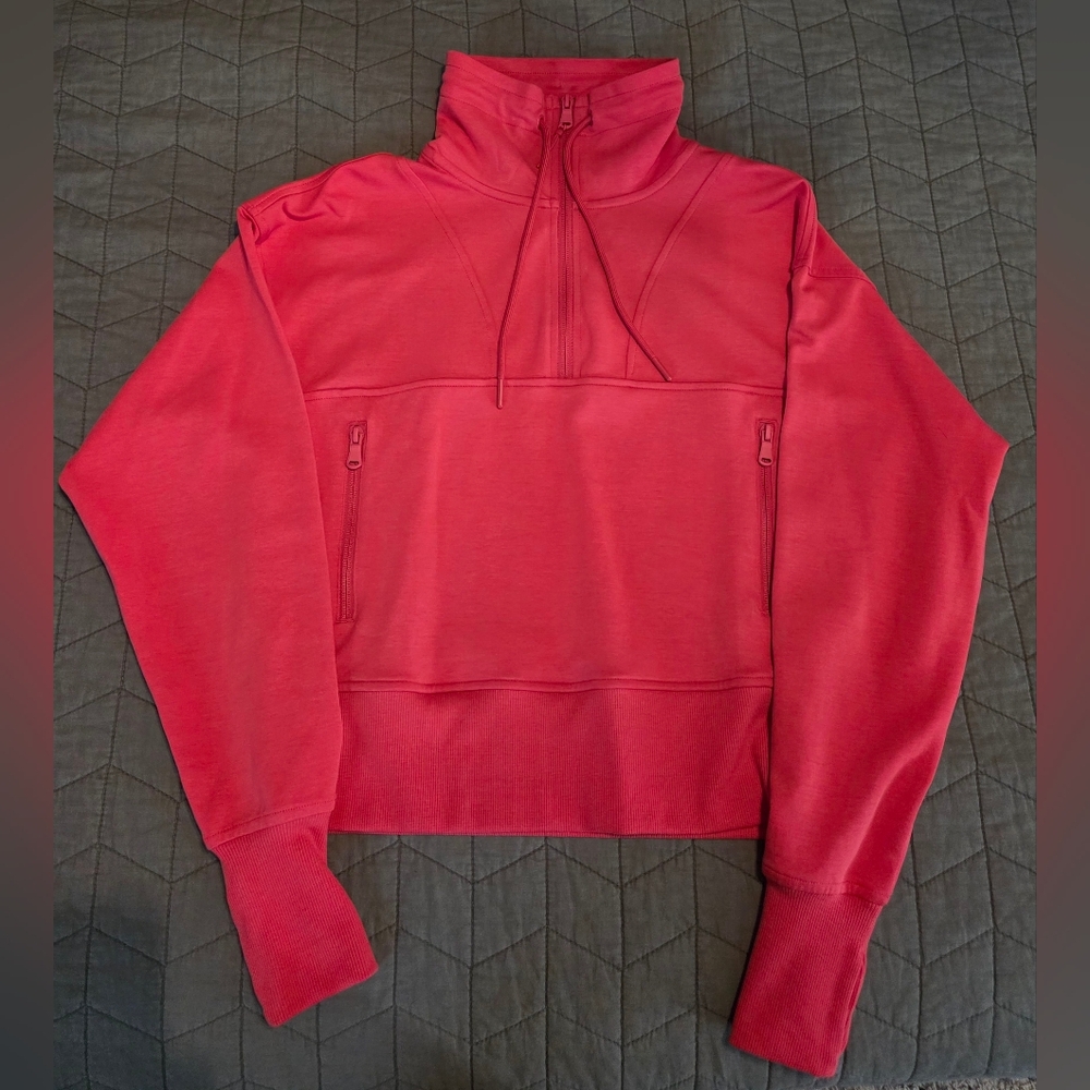 NWOT Neon Red Half-Zip Sweater